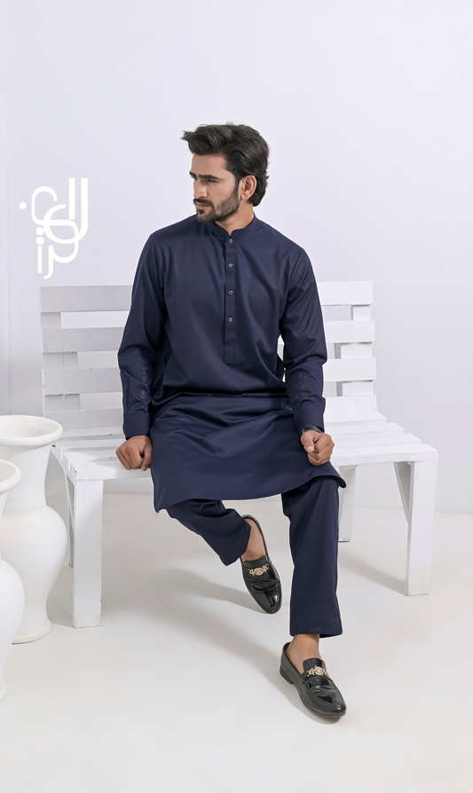 Kurta Pajama (Adeeb Series) Navy Blue