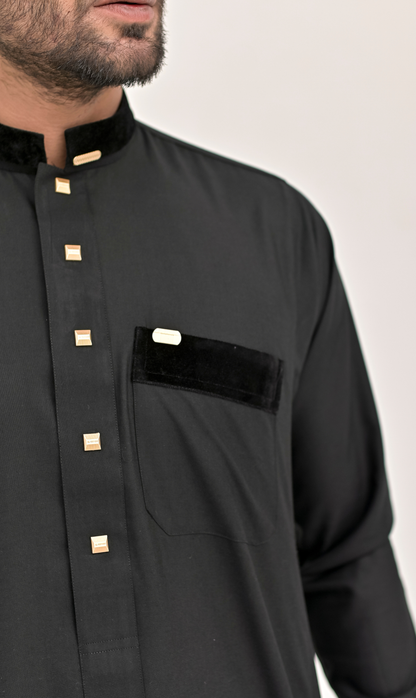 Elegant Fancy Jubba | Thobe (ASAD) Valvet Design
