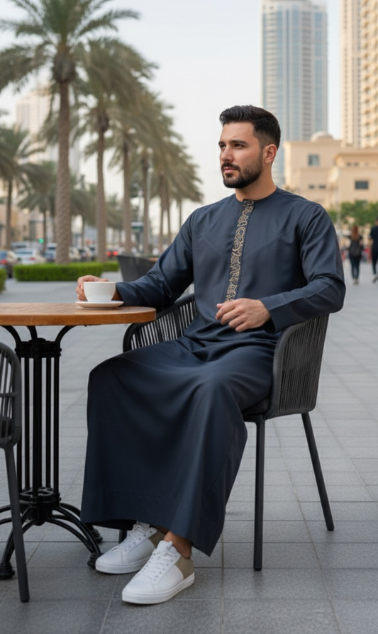 Modern Emirati with Caligraphy Kandura | Jubba