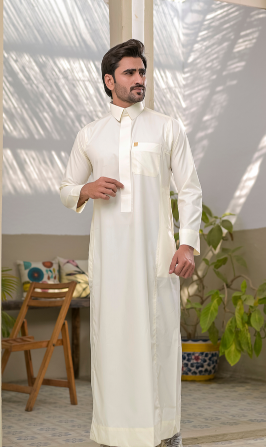 Claasic Saudi Thobe | Jubba with Pointed Collar